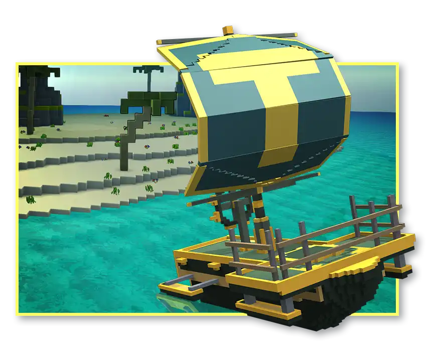 Exploring Trove on a boat